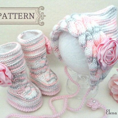 Knitting PATTERN Baby Set Hat and Shoes Baby Girl Newborn