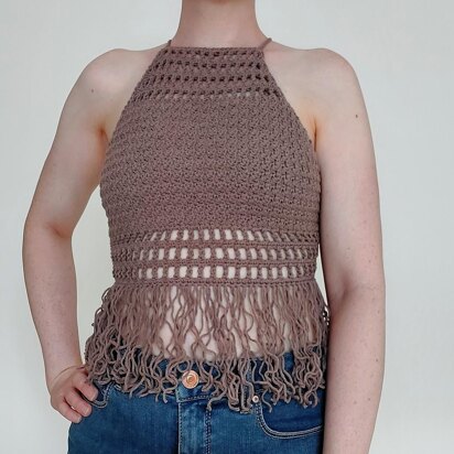 Crochet Pattern - Fringe Halter Top