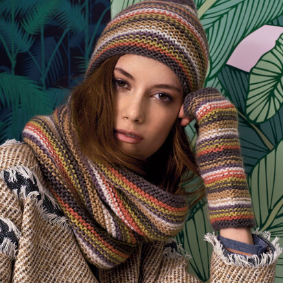 Snood, Wrist Warmers and Hat in Rico Linea Botanica - 520 - Downloadable PDF