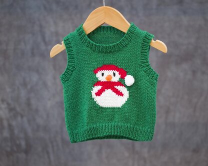 P166 Snowman Motif Tank Tops