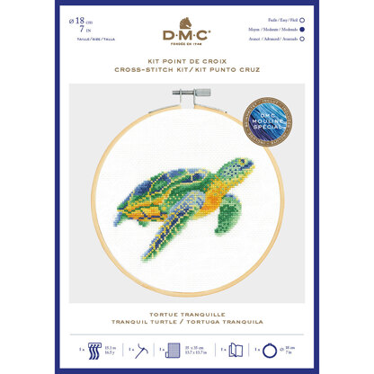DMC Tranquil Turtle Cross Stitch Kit (with 7in hoop) - 7in