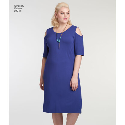 Simplicity 8590 Women's Knit Dresses - Paper Pattern, Size A (1XL-2XL-3XL-4XL-5XL)