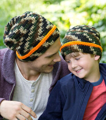 Dad & Son Camo Hats in Red Heart Sport - LW3811 - Downloadable PDF