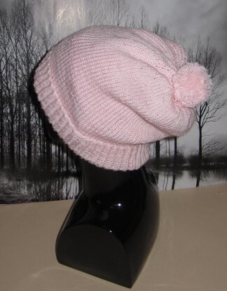 Simple Bobble Slouch Hat