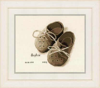 Vervaco Birth Record First Shoes Cross Stitch Kit - 19cm x 18cm