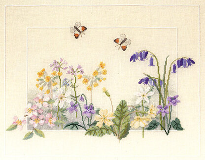 Derwentwater Designs Spring Wild Flowers, 14 count Aida Cross Stitch Kit - 41cm x 33cm