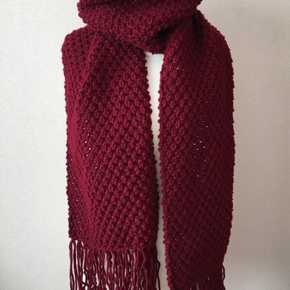 Moss Stitch Scarf with Fringe