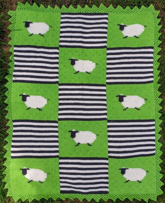 Field of sheep baby blanket