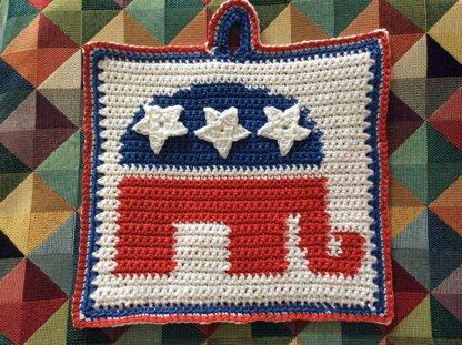 Republican elephant logo pot holder