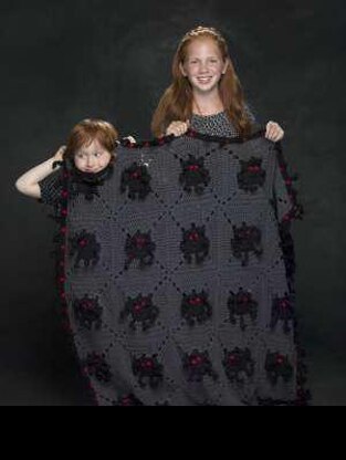 Spooky Spider Afghan in Lion Brand Vanna's Choice & Vanna's Glamour- M21210 - Downloadable PDF
