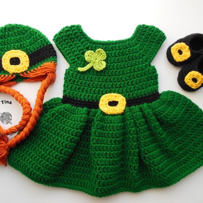 Leprechaun Baby Hat, Dress and Shoes Outfit