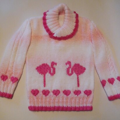 Flamingos and Hearts Sweater