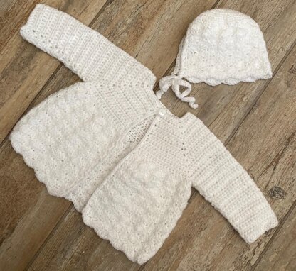 Shell Baby Cardigan and Bonnet