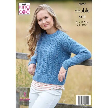 Sweater and Cardigan Knitted in King Cole Homespun DK - P6099 - Leaflet