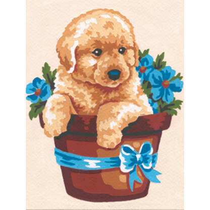 Collection D'Art Puppy in Flower Pot Tapestry Kit