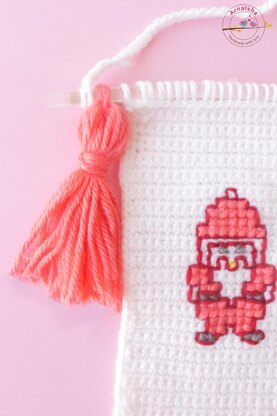 Christmas Fuzzy Sock Crochet Wall Hanging