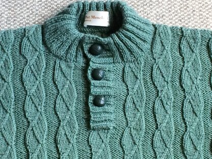 Ribbed Sweater with Button Neck