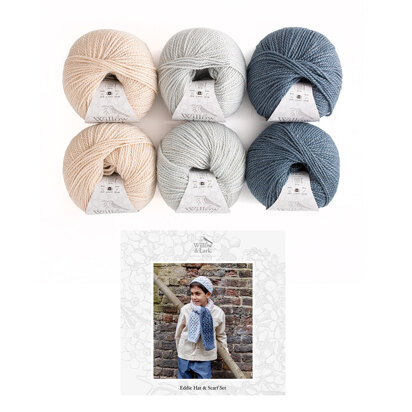 Willow & Lark Poetry Eddie Hat & Scarf 6 Ball Knitting Kit - Blue Skies