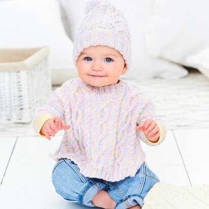 Poncho, Hat and Blanket in Stylecraft Sweet Dreams & Bambino DK - 9975 - Downloadable PDF