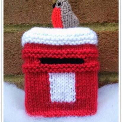 Winter Post Box & Robin - Chocolate Orange Cover - knitting pattern