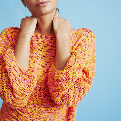 Loveable Lacy Jumper - Free Knitting Pattern For Women in Paintbox Yarns Metallic DK