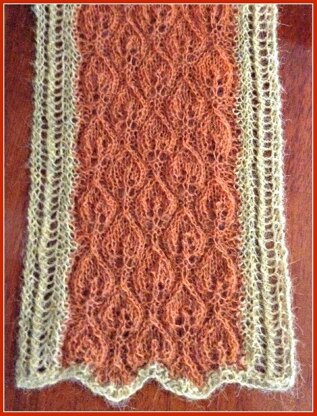 Lots of Leaves Autumn Colors Lace Knit Scarf