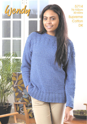 Guernsey Style Sweater in Wendy Supreme Cotton DK - 5714