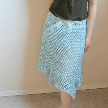 C03 Flared Mesh Crochet Skirt