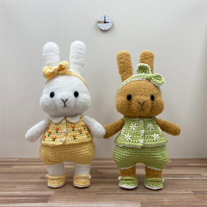 Dress-up Bunny Amigurumi Tulip Outfit set + Overall set crochet pattern #DUBA-01.02.03 | 3 patterns in 1 | removable clothes doll,rabbit toy