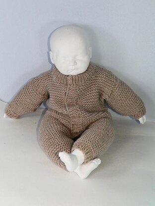 Baby Simple Aran Garter Stitch Onesie