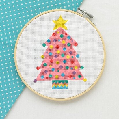 Mint & Make Pink Christmas Tree 7" Cross Stitch Kit