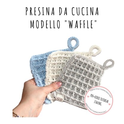 Presina da cucina modello waffle uncinetto