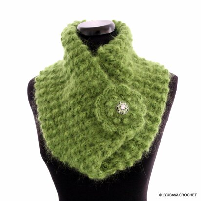 Mohair Cowl Scarf With Flower