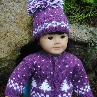 Winter Pines Doll Hat, Sweater & Mitten Set