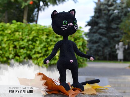 Crochet Pattern Shadow the black cat amigurumi toy