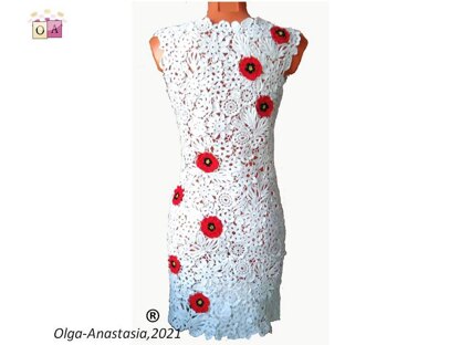 Lace dress with poppies