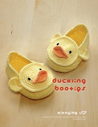 CROCHET PATTERN Baby Duck Booties Duckling Baby Booties Preemie Socks Animal Shoes Yellow Duck Applique Crochet Patterns Newborn Slippers