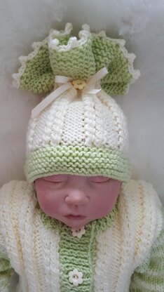 Dylan Baby unisex cardigan, hat and booties knitting pattern