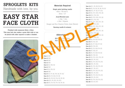 Star knit purl face cloth square