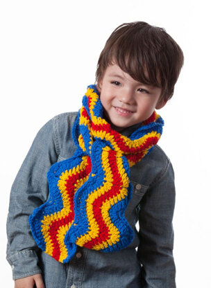 Brilliant Kids Ripple Scarf in Red Heart Sport - LW3282 - Downloadable PDF