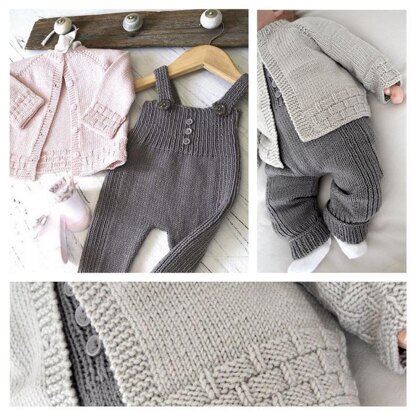Tiny tots top down cardigan and overalls - P116