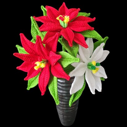 Crochet Poinsettia flowers