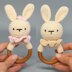 Bunny rattle with teether ring