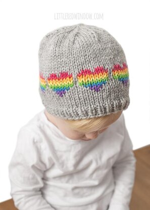 Rainbow Heart Hat