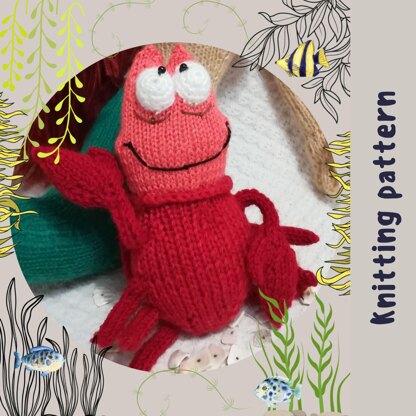 Toy knitting patterns The Little Mermaid doll, Crab Sebastian knitting, Flounder