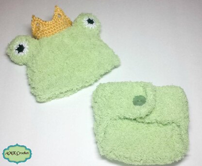 Newborn Frog Prince Hat and Diaper Cover