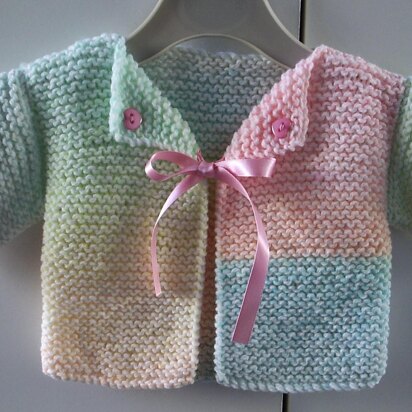 Easy beginner garter stitch DK knitting pattern all square / rectangle no shaping baby first jacket coat 0-3 months