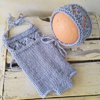 Lacy Baby Bonnet and Romper