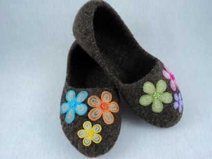 Ladies House Slippers Felted Knit Pattern