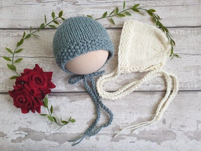 Easy Classic Baby Bonnet in seed stitch